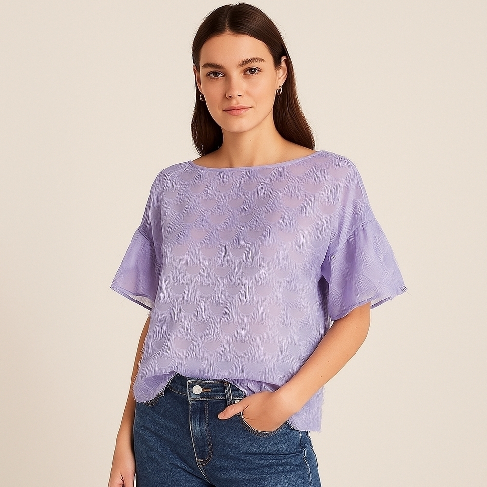 Banana Republic Lavender Fringe Dot Blouse – Large - NWT